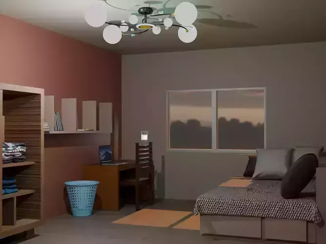 modern little bedroom 3D model