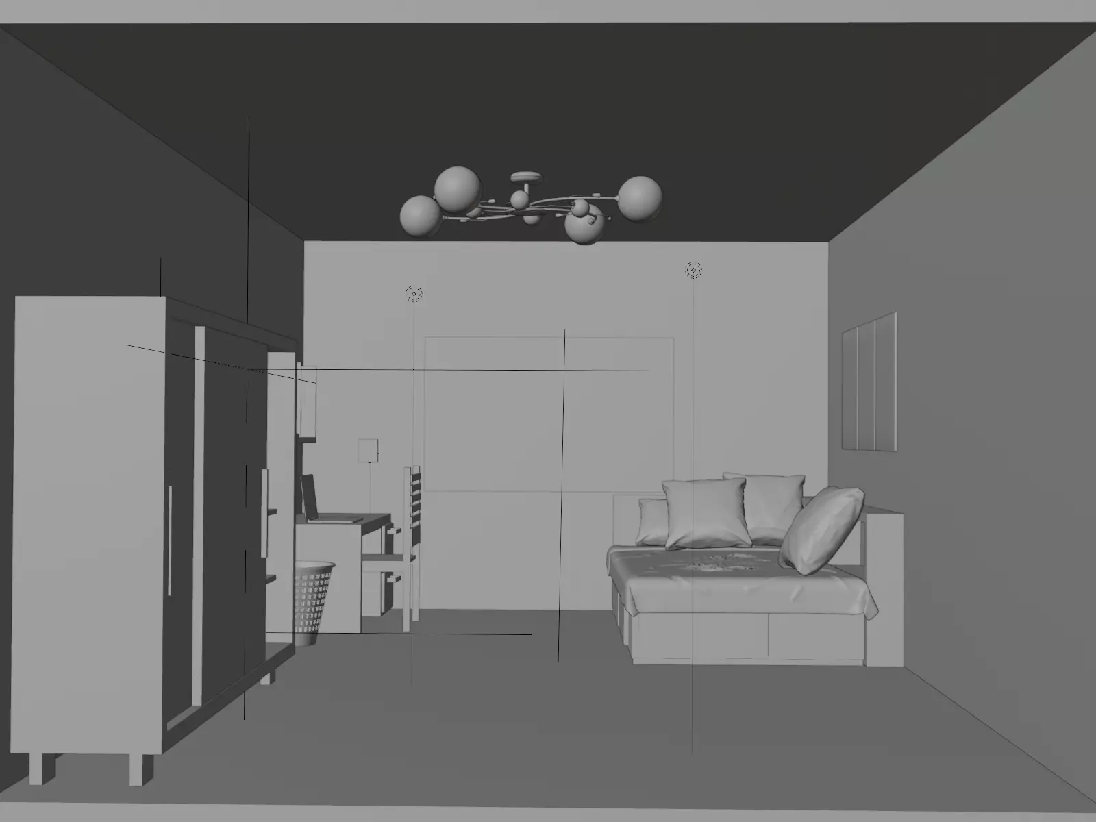 modern little bedroom 3D model_1