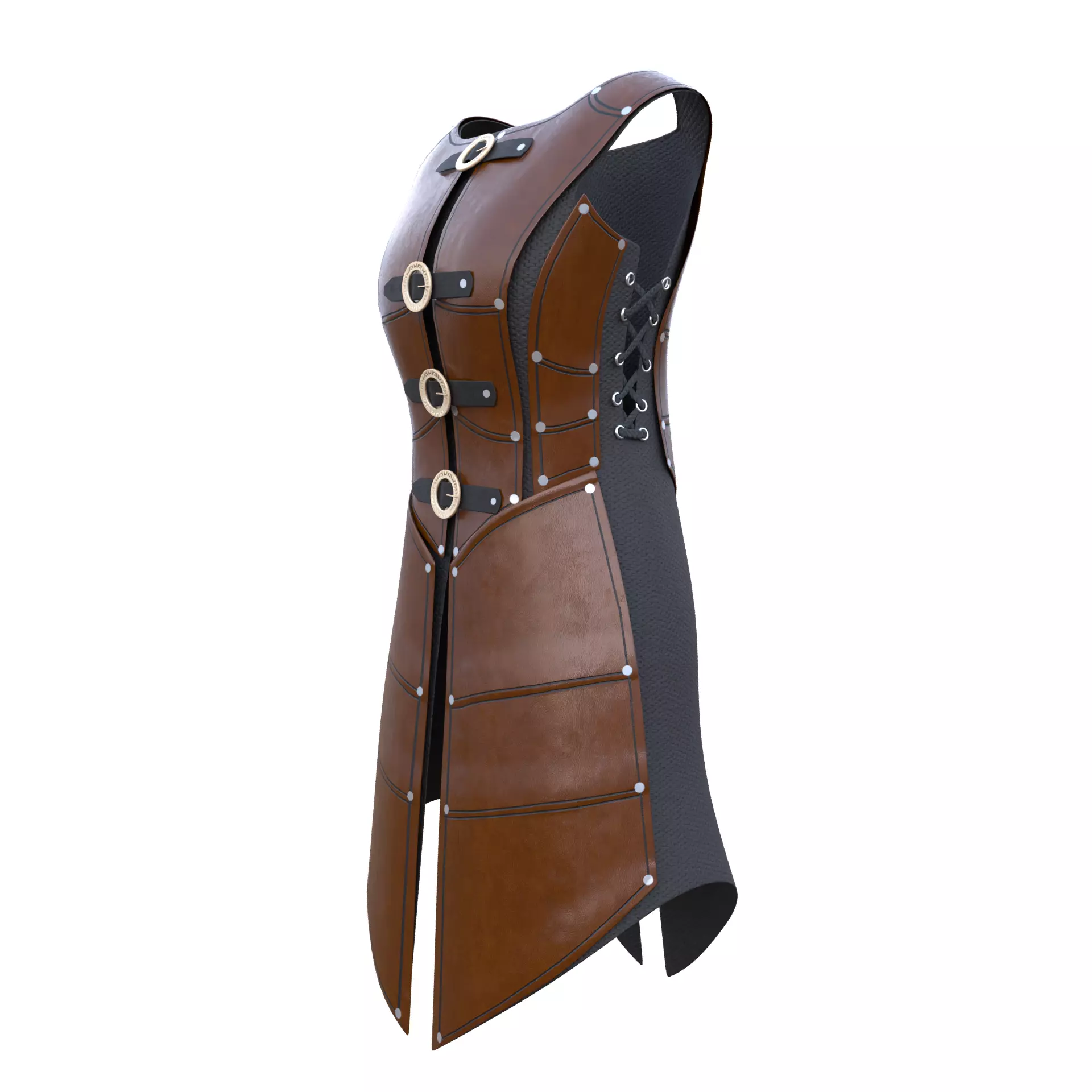 Leather Warrior Armor Game Ready PBR 3D Asset Low Poly Blender Low-poly 3D model_3