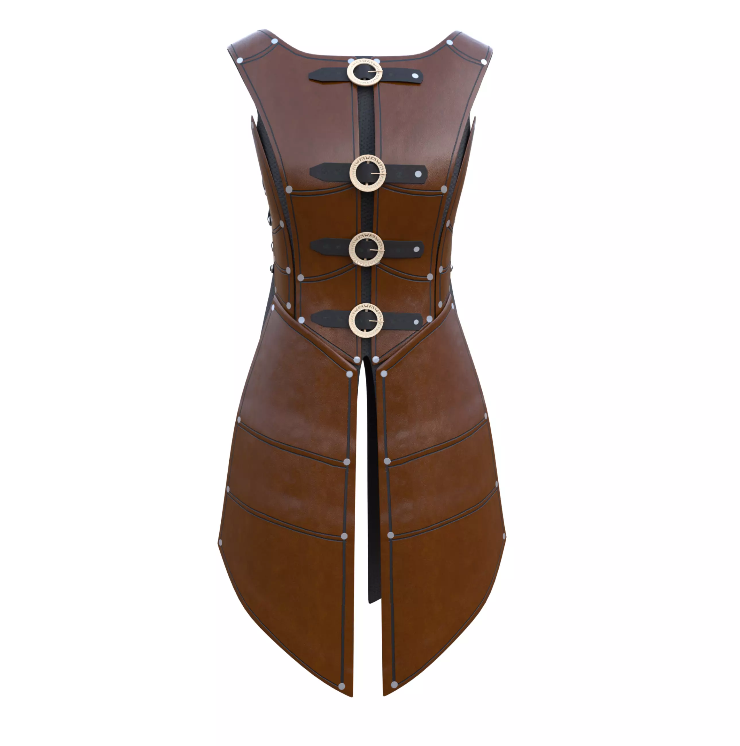 Leather Warrior Armor Game Ready PBR 3D Asset Low Poly Blender Low-poly 3D model_0