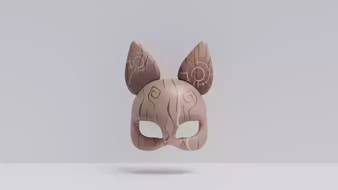 wooden mask Low-poly 3D model