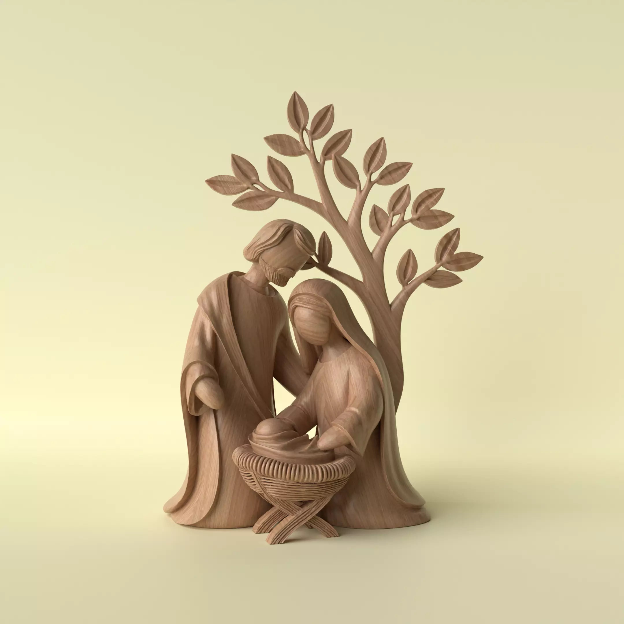 Nativity Scene Statue  Holy Family 3D Printable Sculpture 3D print model_0