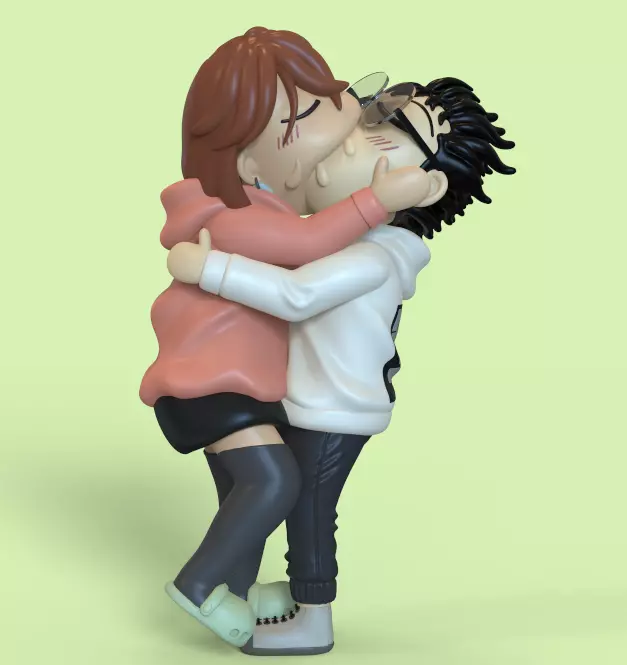 DANDADAN MOMO AND OKARUN KISS MEME-PARTS AND COMPLETE 3D print model_0