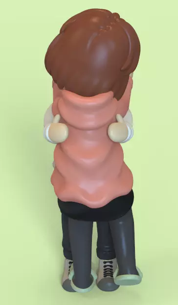 DANDADAN MOMO AND OKARUN KISS MEME KEYCHAIN 3D print model_5