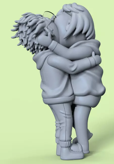 DANDADAN MOMO AND OKARUN KISS MEME KEYCHAIN 3D print model_11