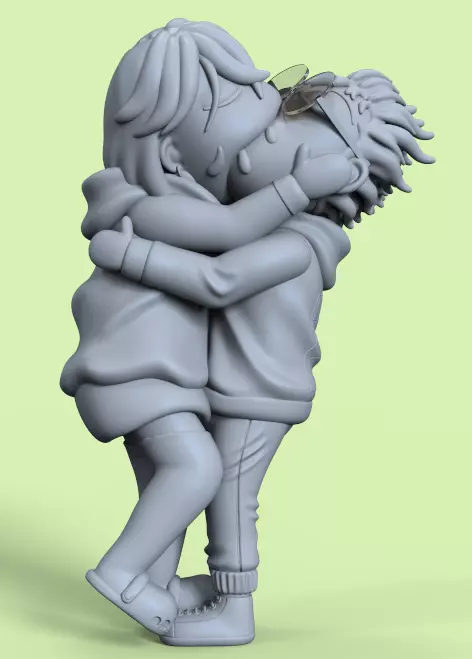 DANDADAN MOMO AND OKARUN KISS MEME KEYCHAIN 3D print model_8