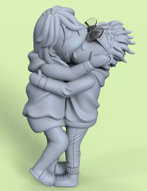 DANDADAN MOMO AND OKARUN KISS MEME KEYCHAIN 3D print model_7