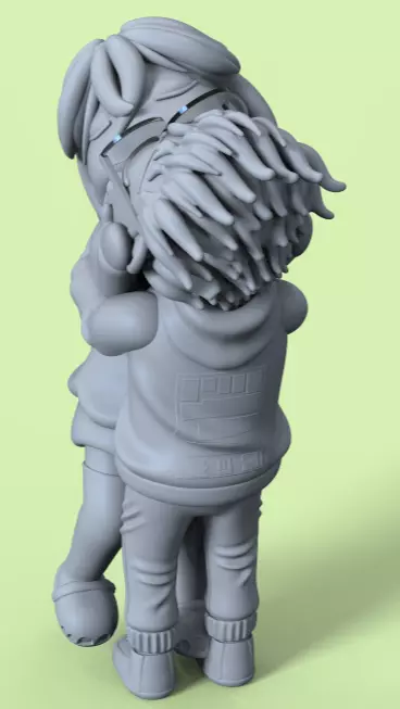 DANDADAN MOMO AND OKARUN KISS MEME KEYCHAIN 3D print model_9