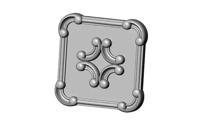 Square carved detailed corners scroll arc frame rosette relief 3D print model