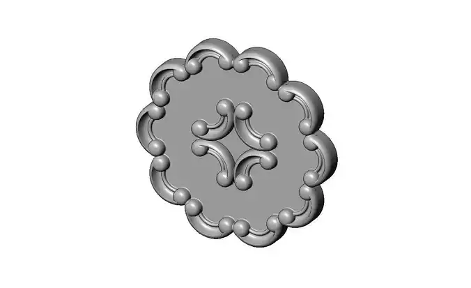 Round eternity carved corners scroll arc frame rosette relief 3D print model