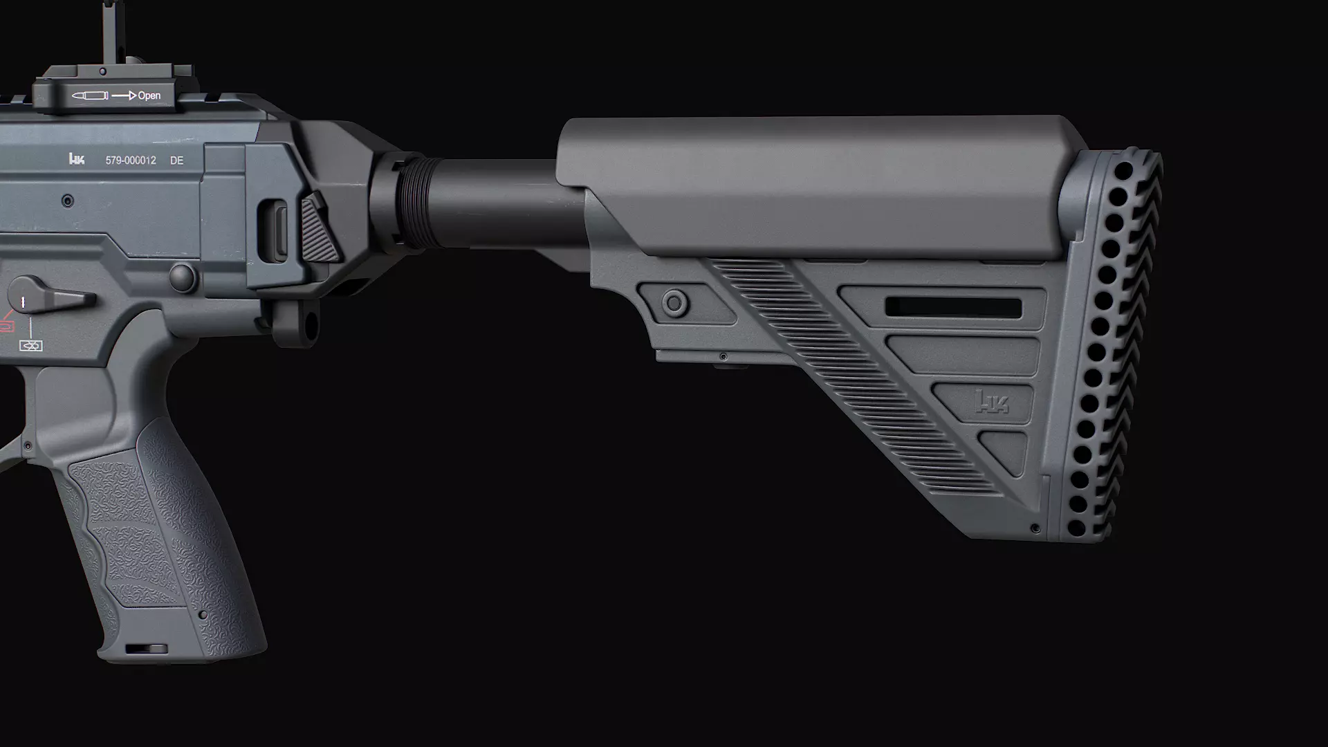 HK437 G39 Assault Rifle Low-poly 3D model_14