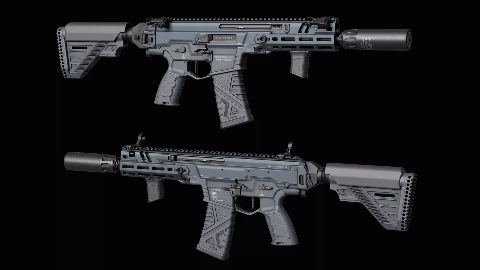 HK437 G39 Assault Rifle Low-poly 3D model_7