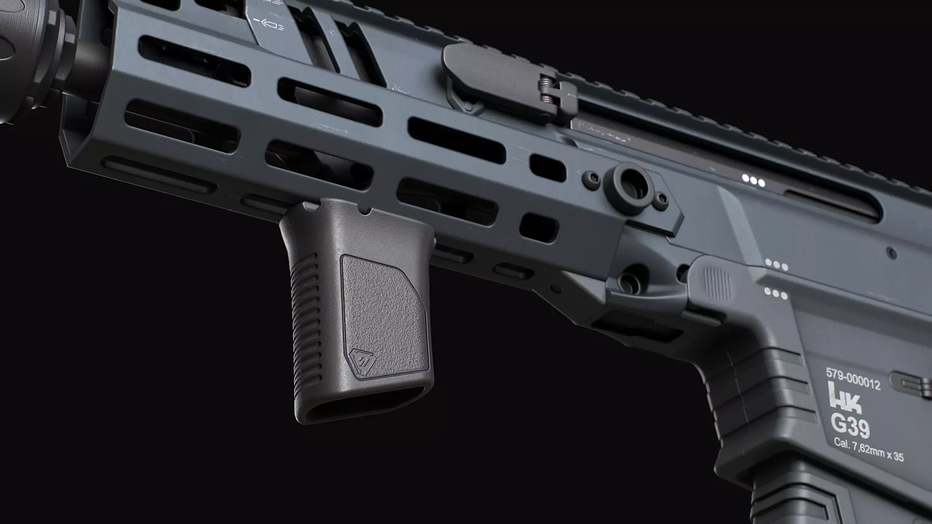 HK437 G39 Assault Rifle Low-poly 3D model_11