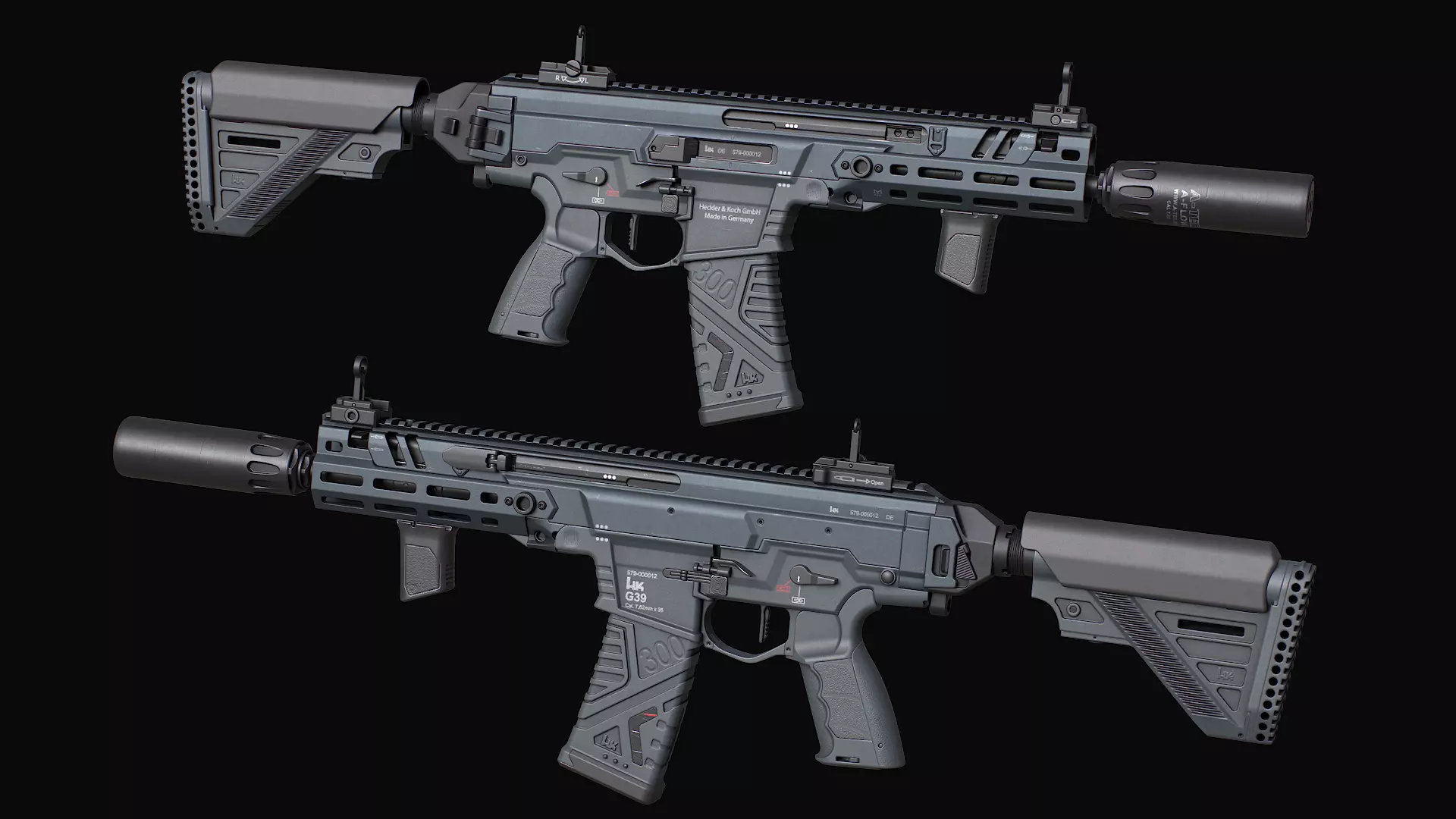 HK437 G39 Assault Rifle Low-poly 3D model_1