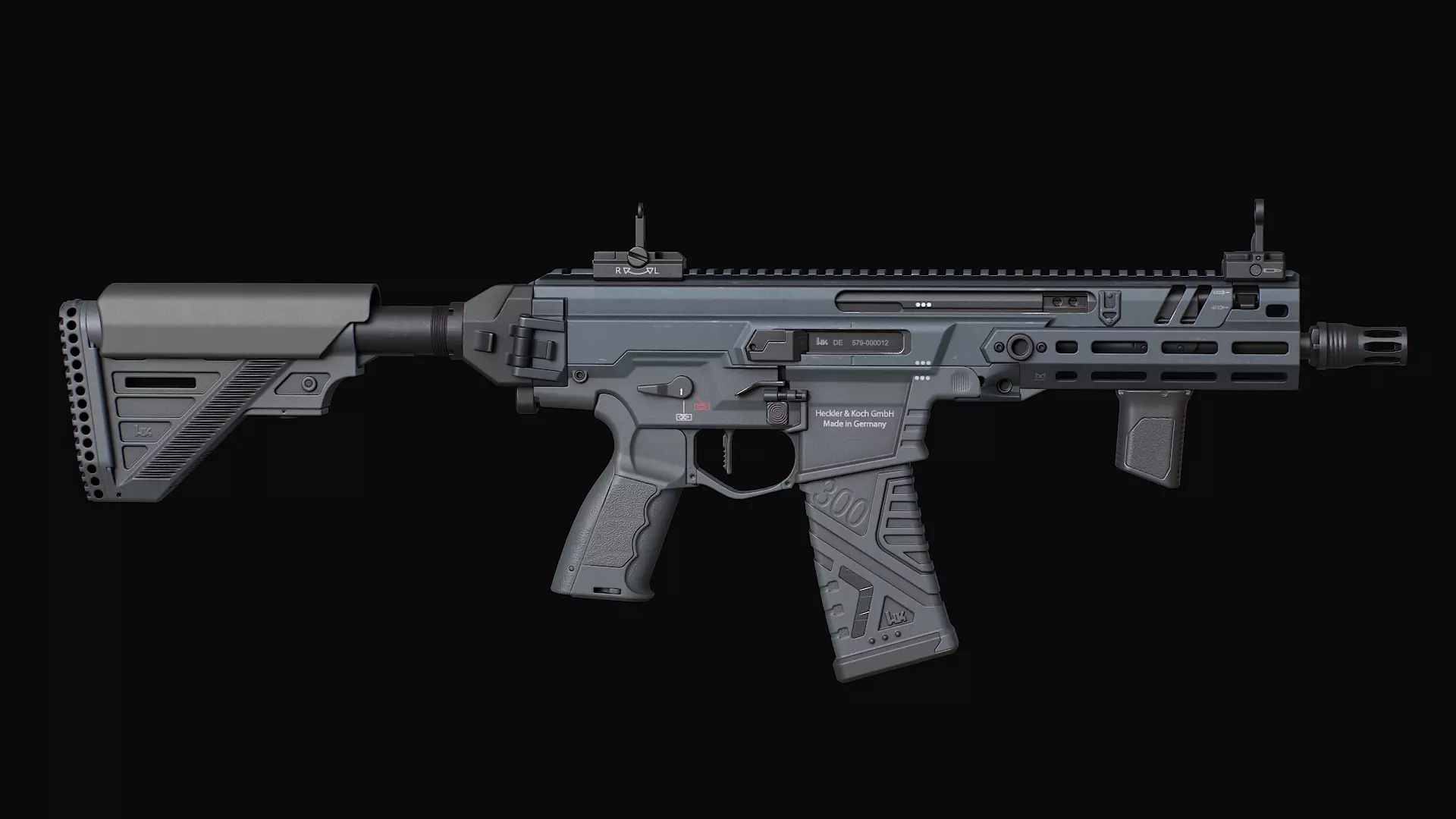HK437 G39 Assault Rifle Low-poly 3D model_10