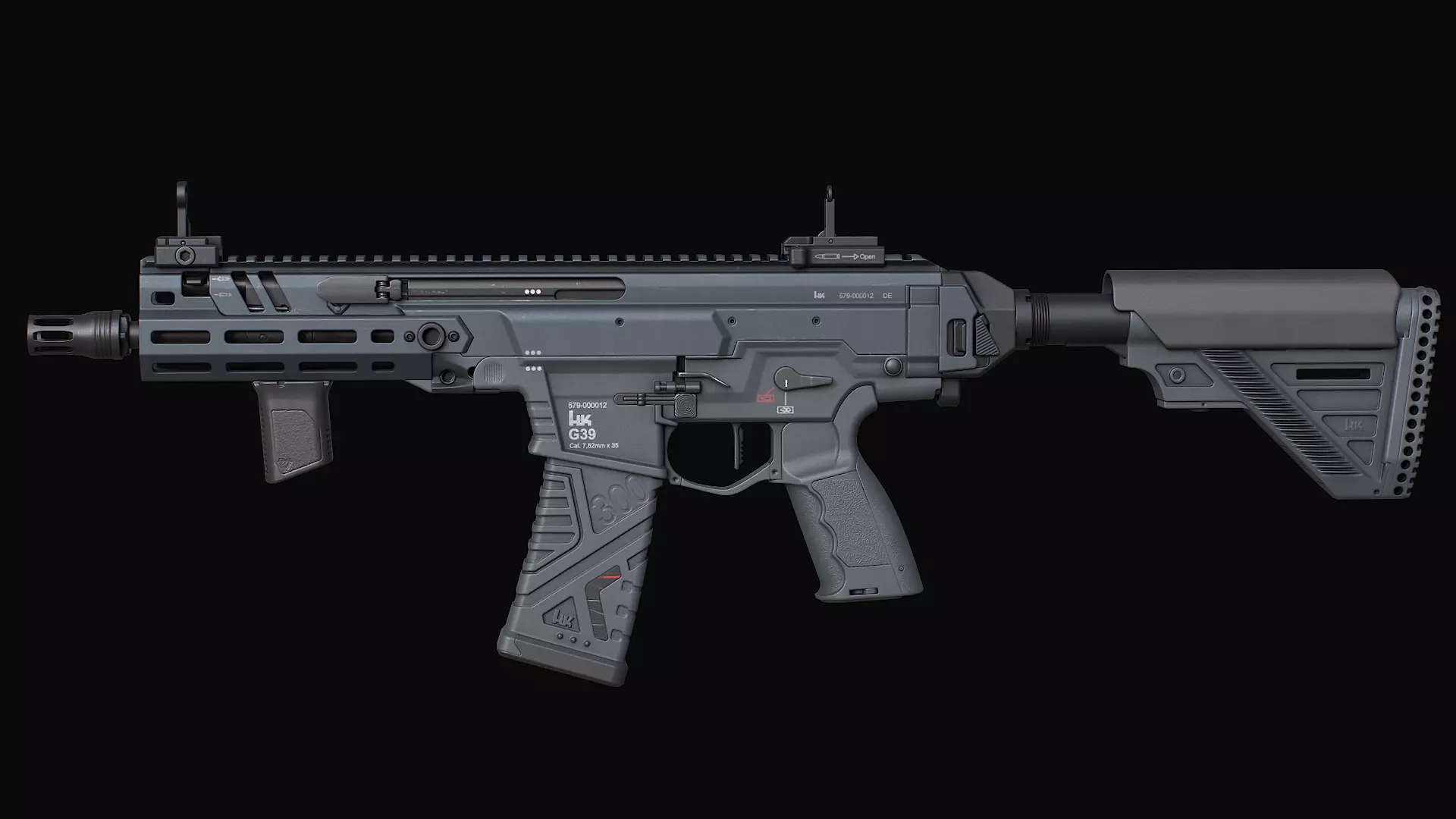 HK437 G39 Assault Rifle Low-poly 3D model_9