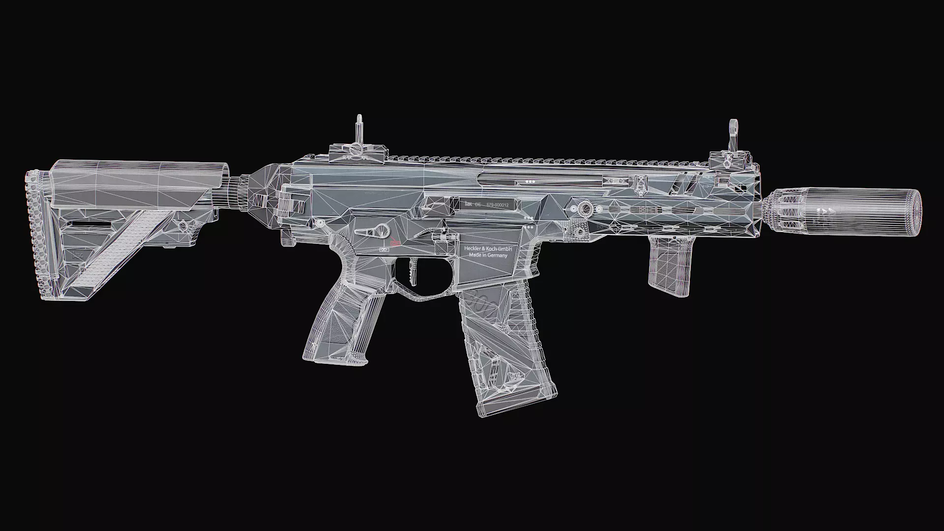 HK437 G39 Assault Rifle Low-poly 3D model_26