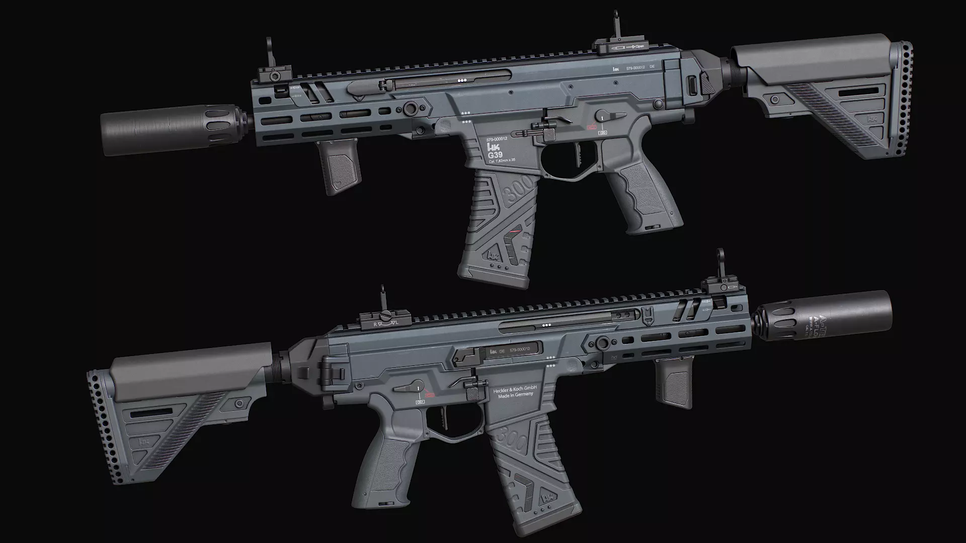 HK437 G39 Assault Rifle Low-poly 3D model_2