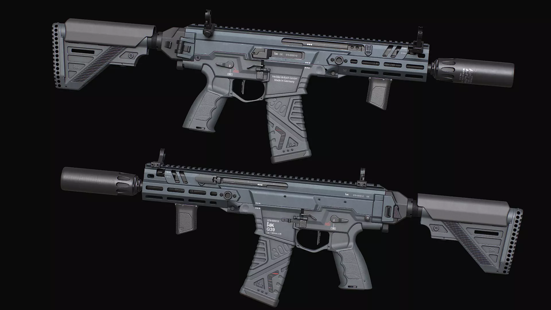 HK437 G39 Assault Rifle Low-poly 3D model_4