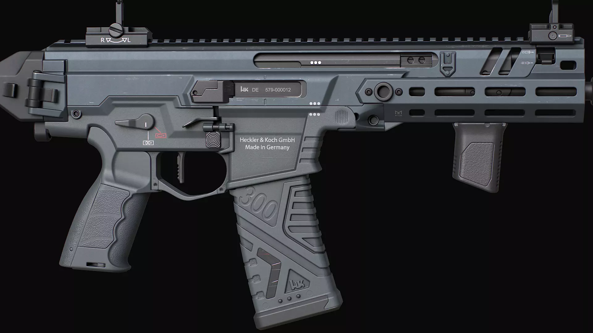 HK437 G39 Assault Rifle Low-poly 3D model_16