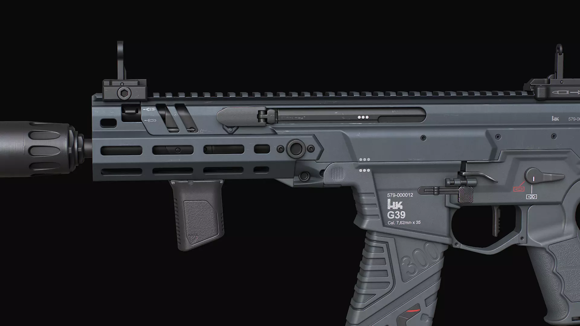 HK437 G39 Assault Rifle Low-poly 3D model_12