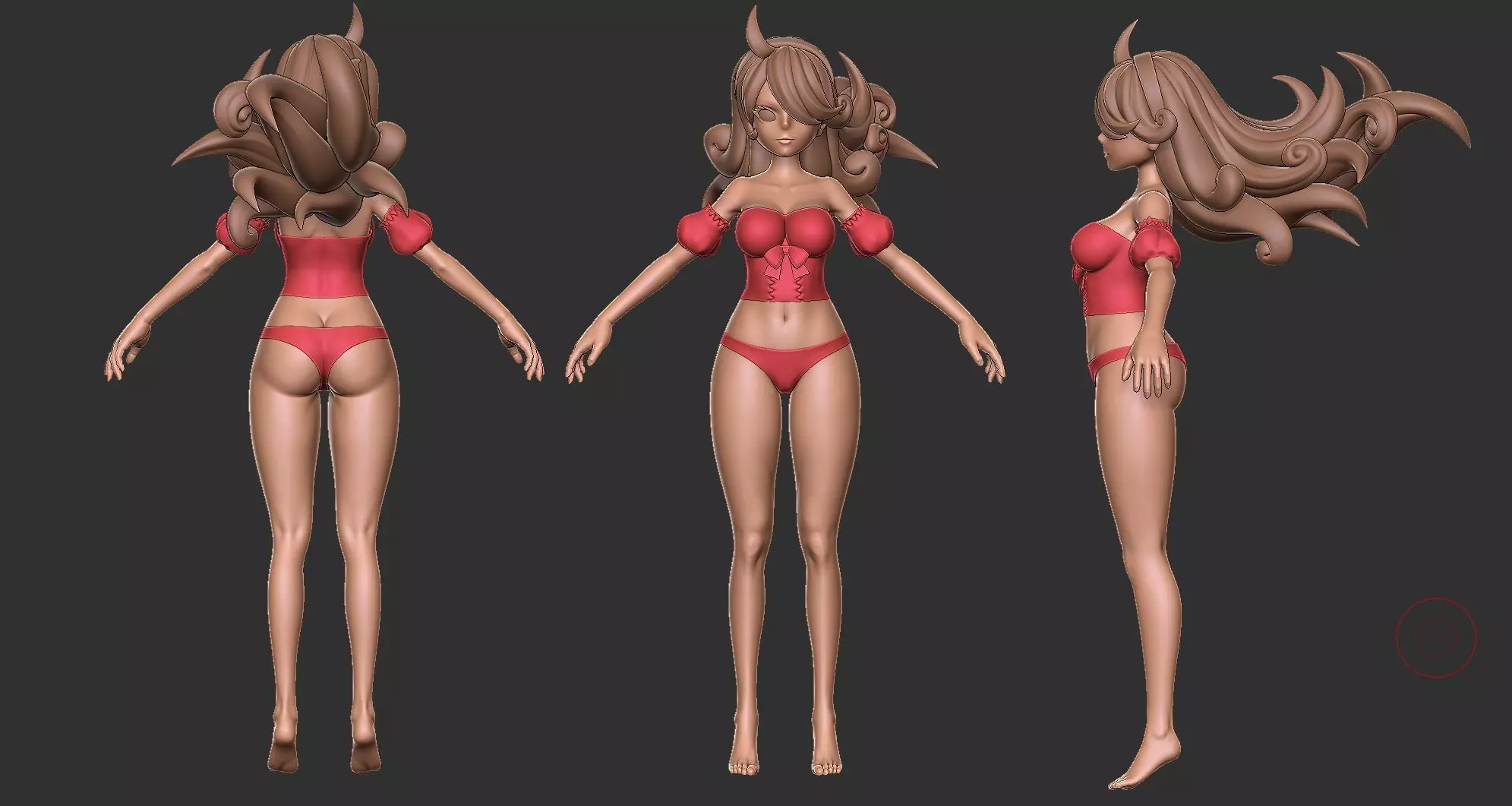 Fantasy anime girl 3D model_0