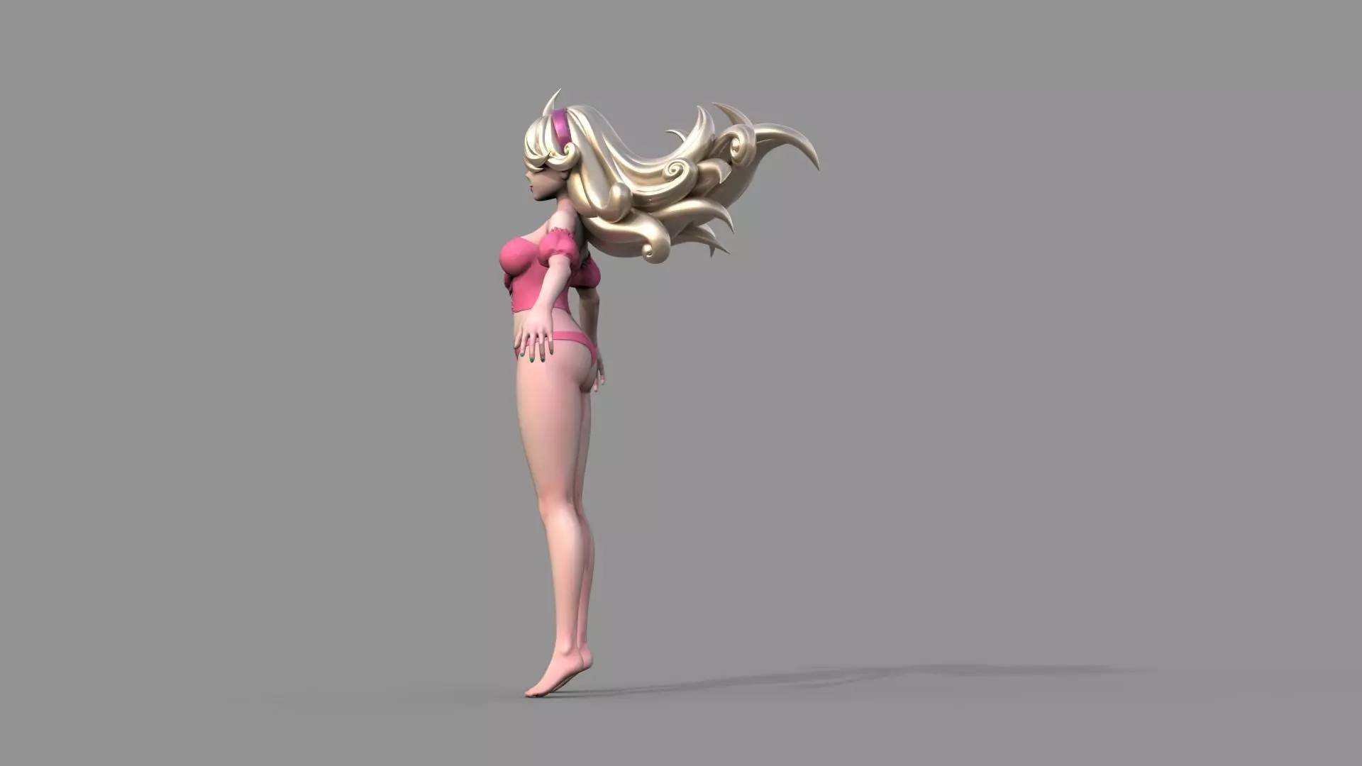 Fantasy anime girl 3D model_13
