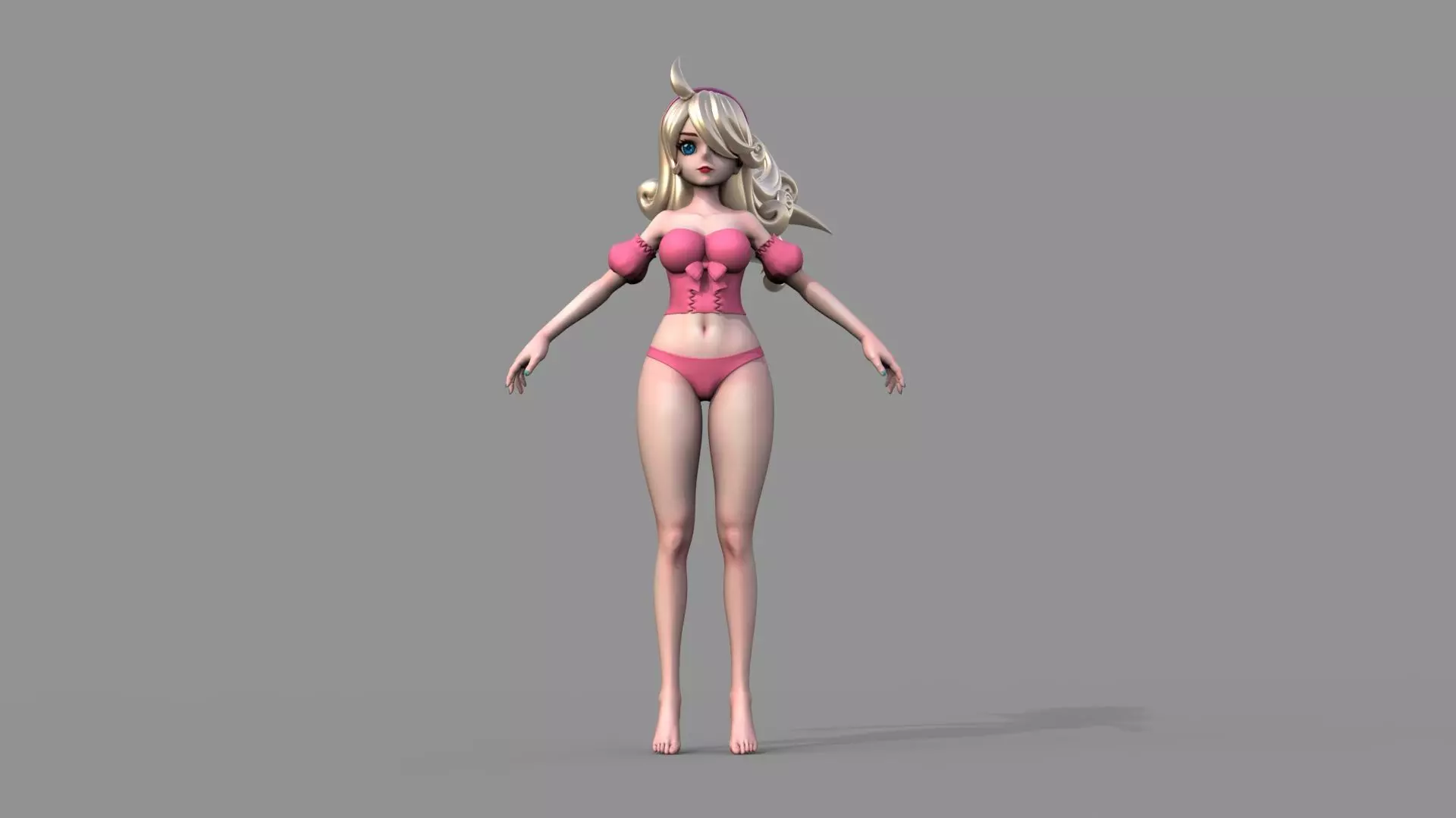 Fantasy anime girl 3D model_2