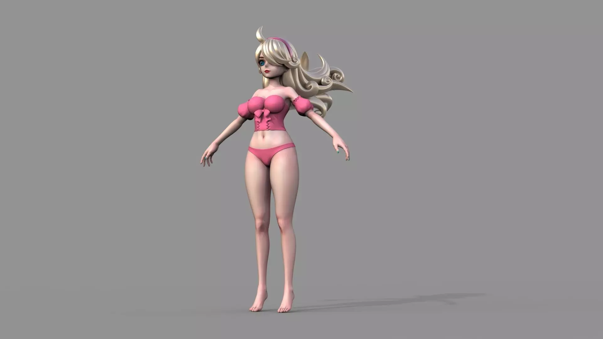 Fantasy anime girl 3D model_10