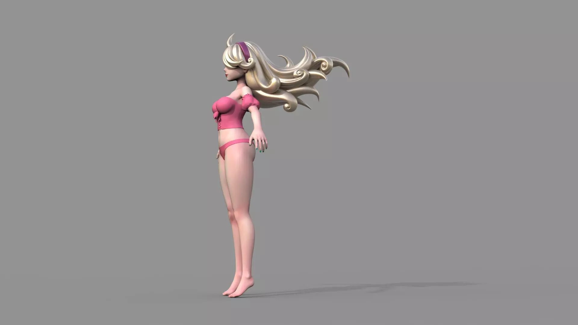 Fantasy anime girl 3D model_12