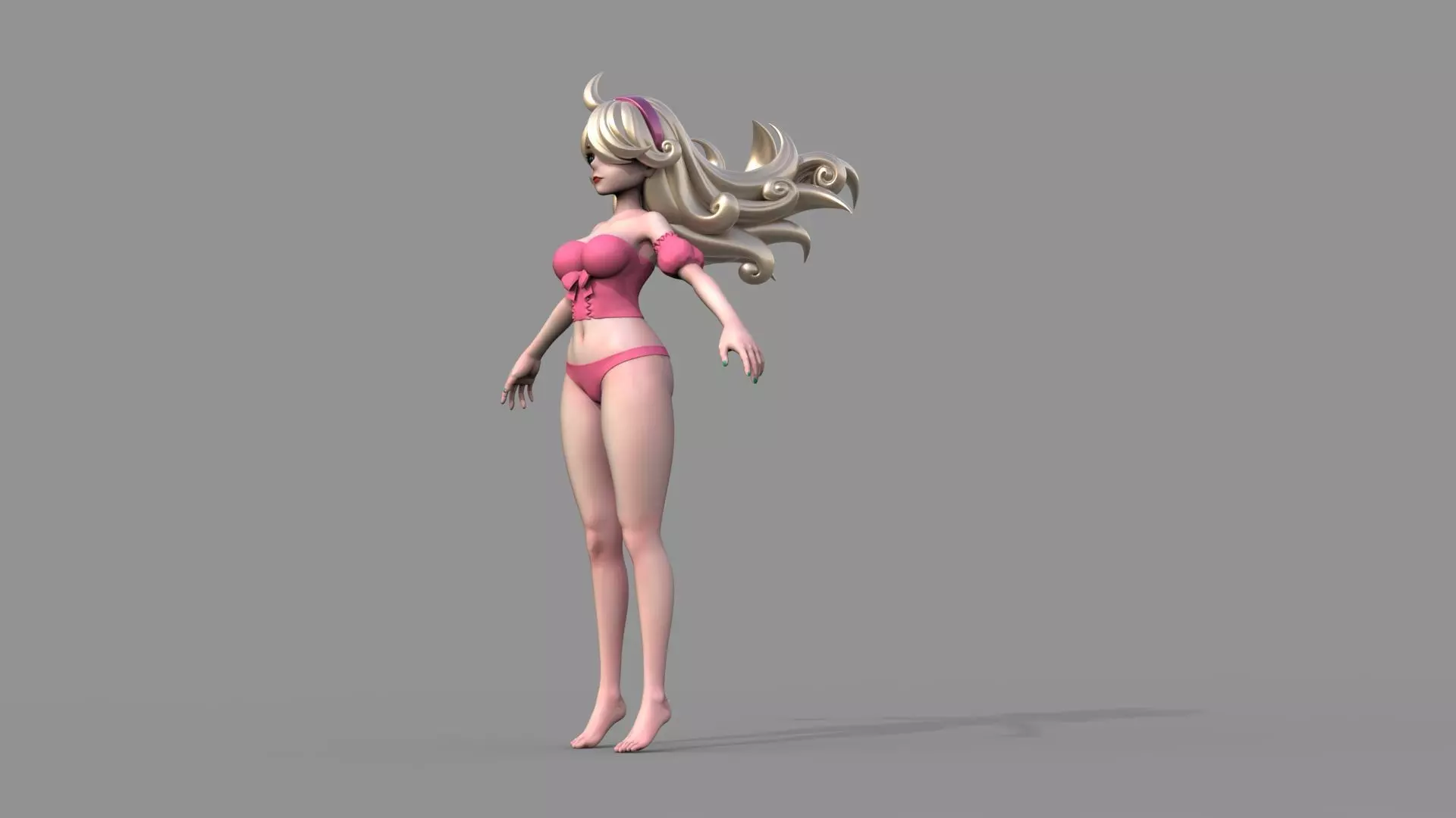 Fantasy anime girl 3D model_11