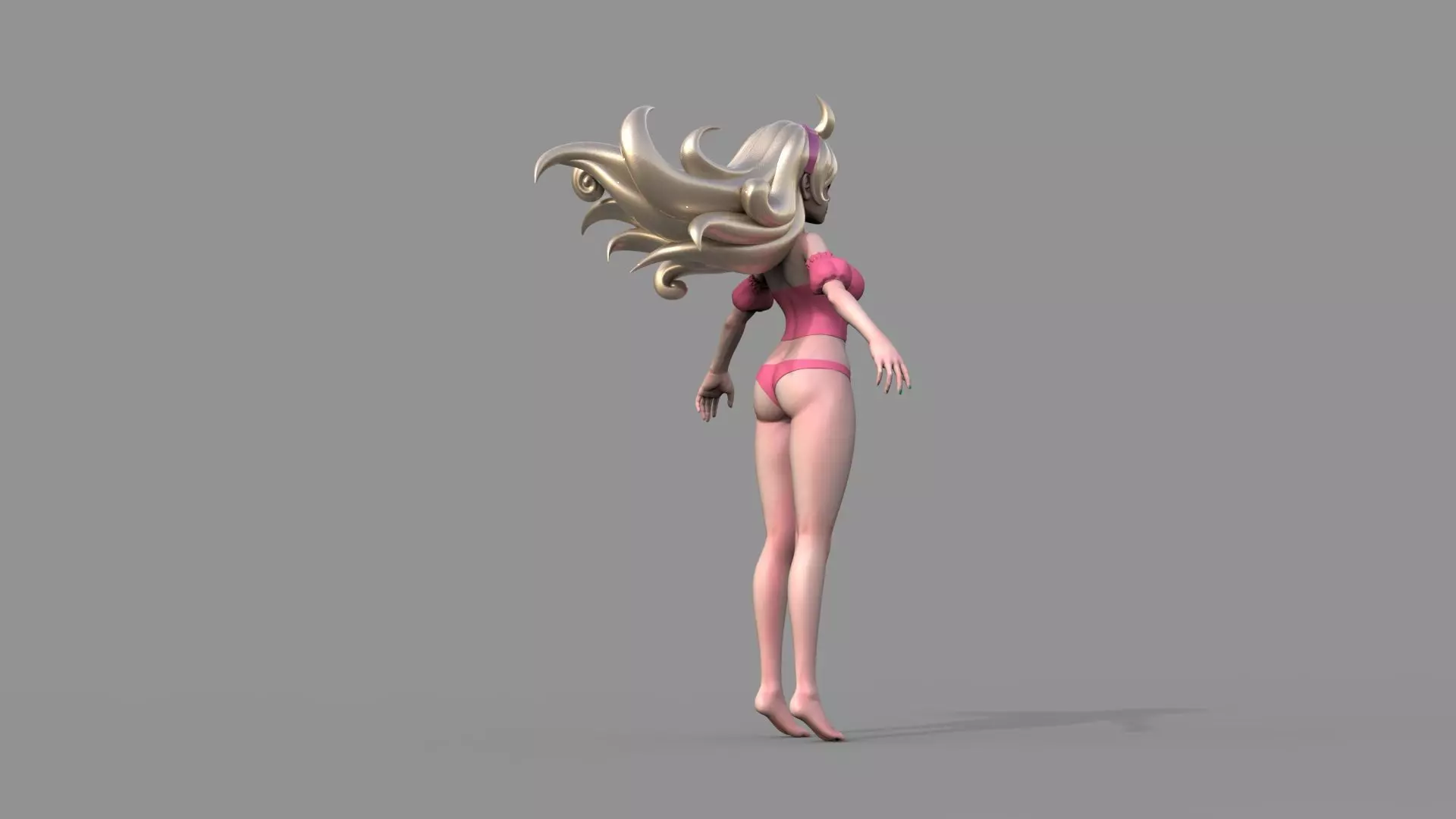 Fantasy anime girl 3D model_4