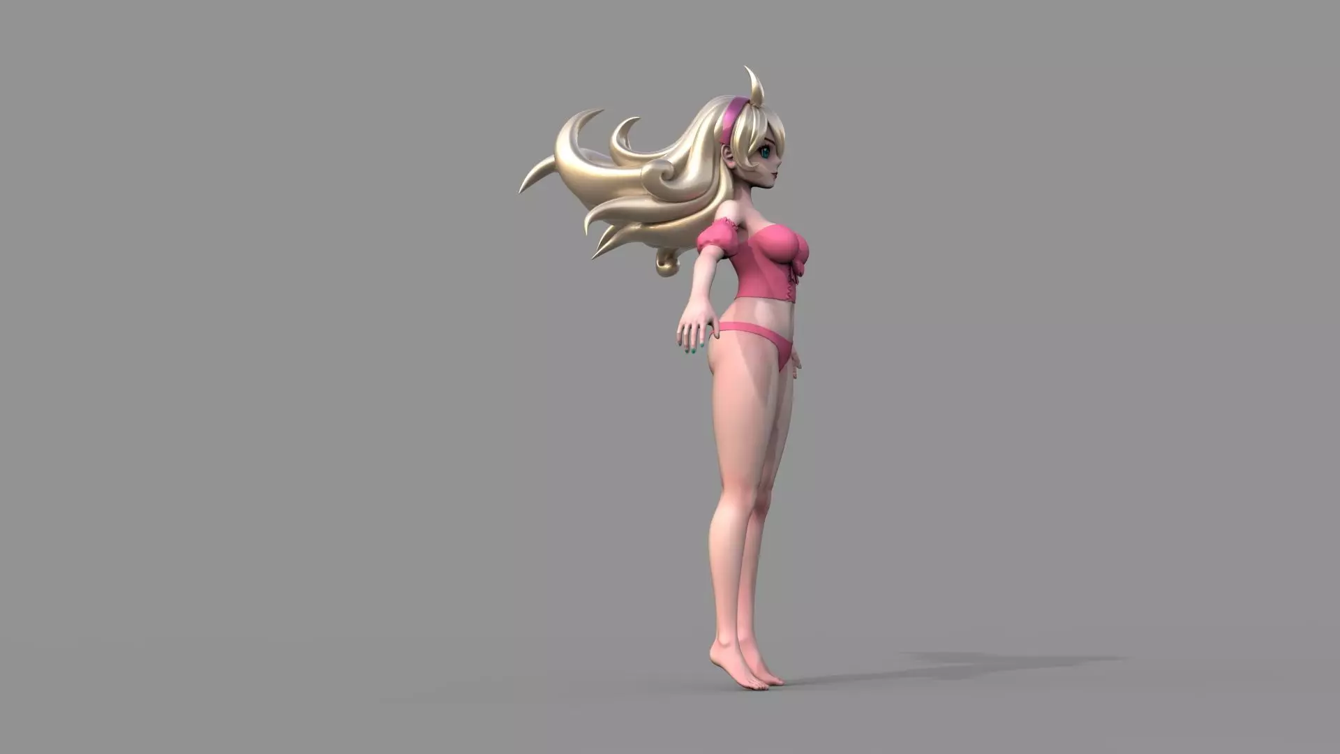 Fantasy anime girl 3D model_6
