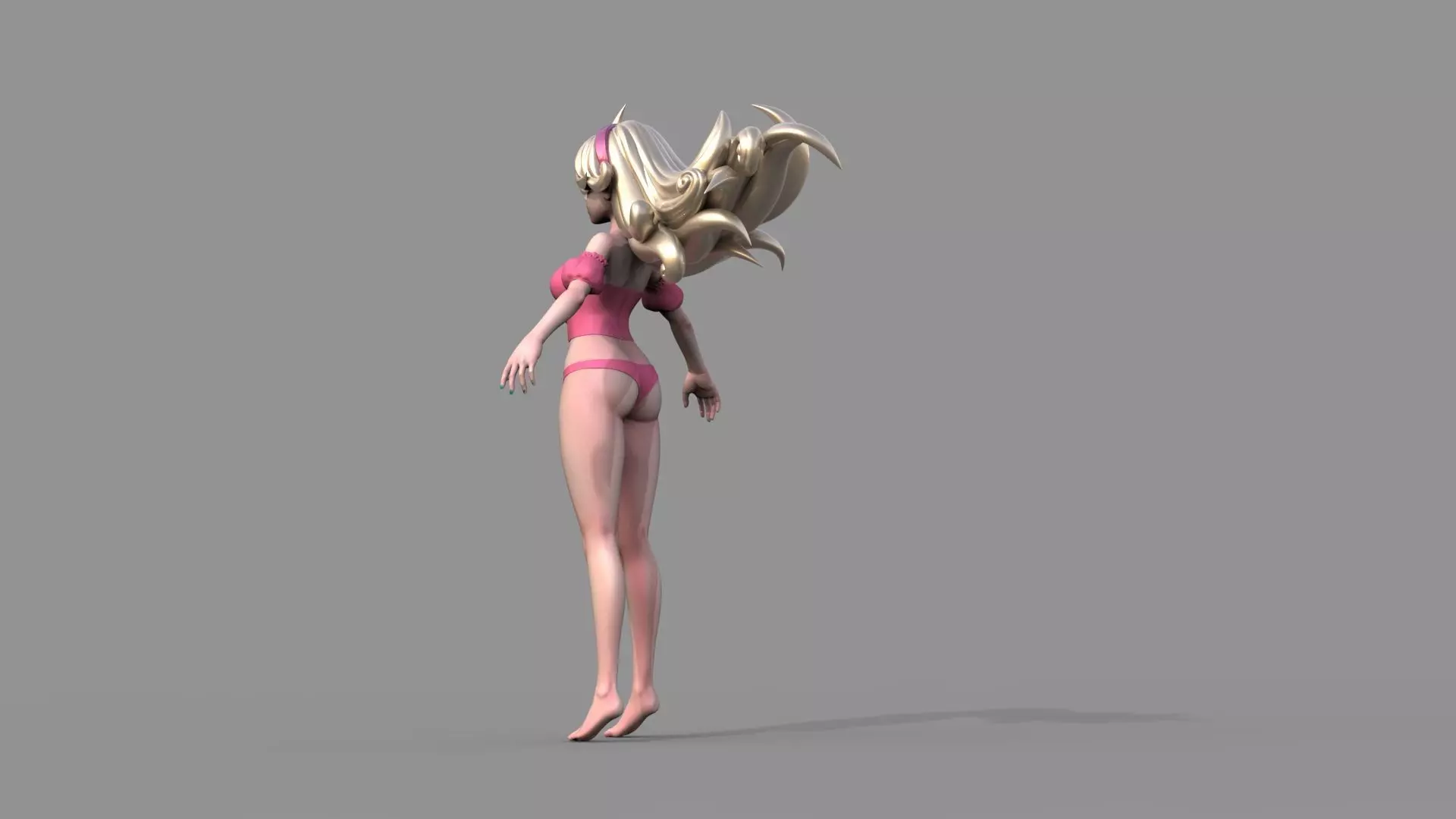 Fantasy anime girl 3D model_14