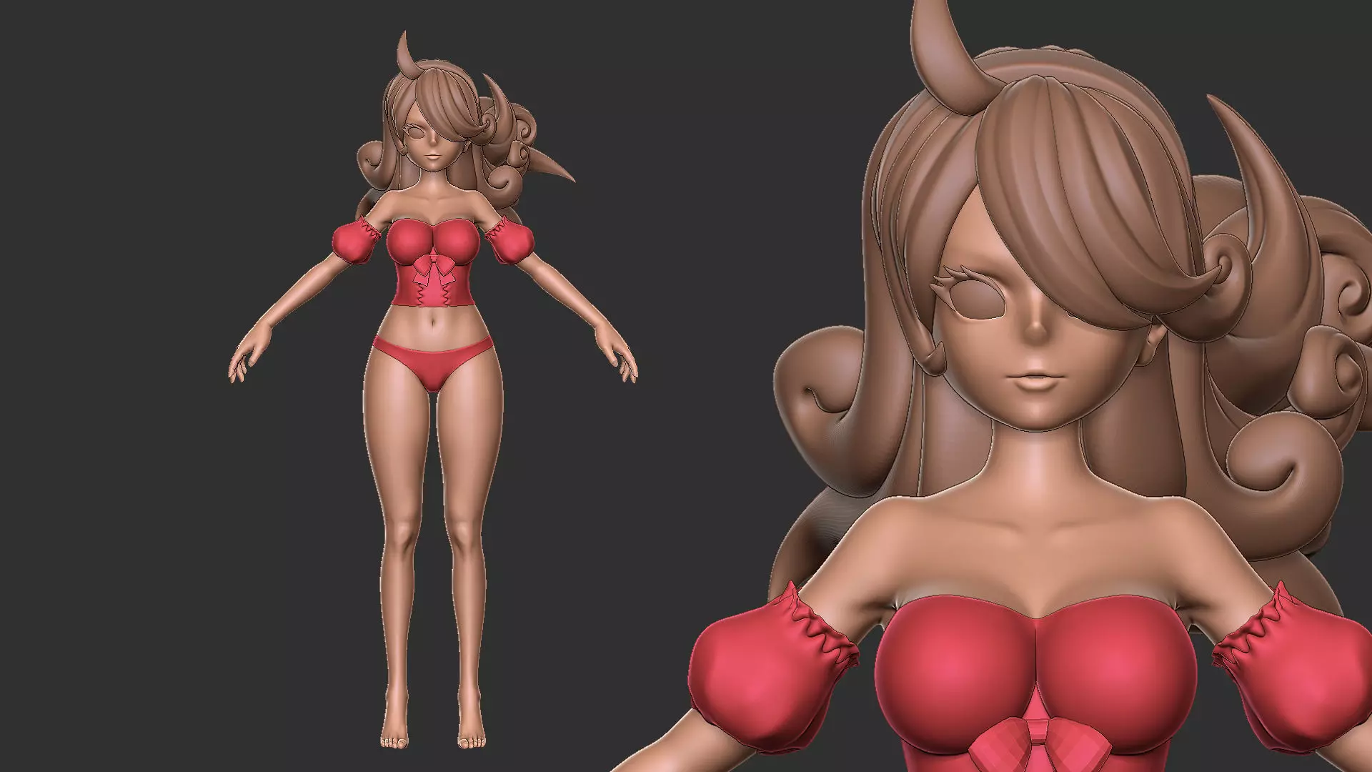 Fantasy anime girl 3D model_1