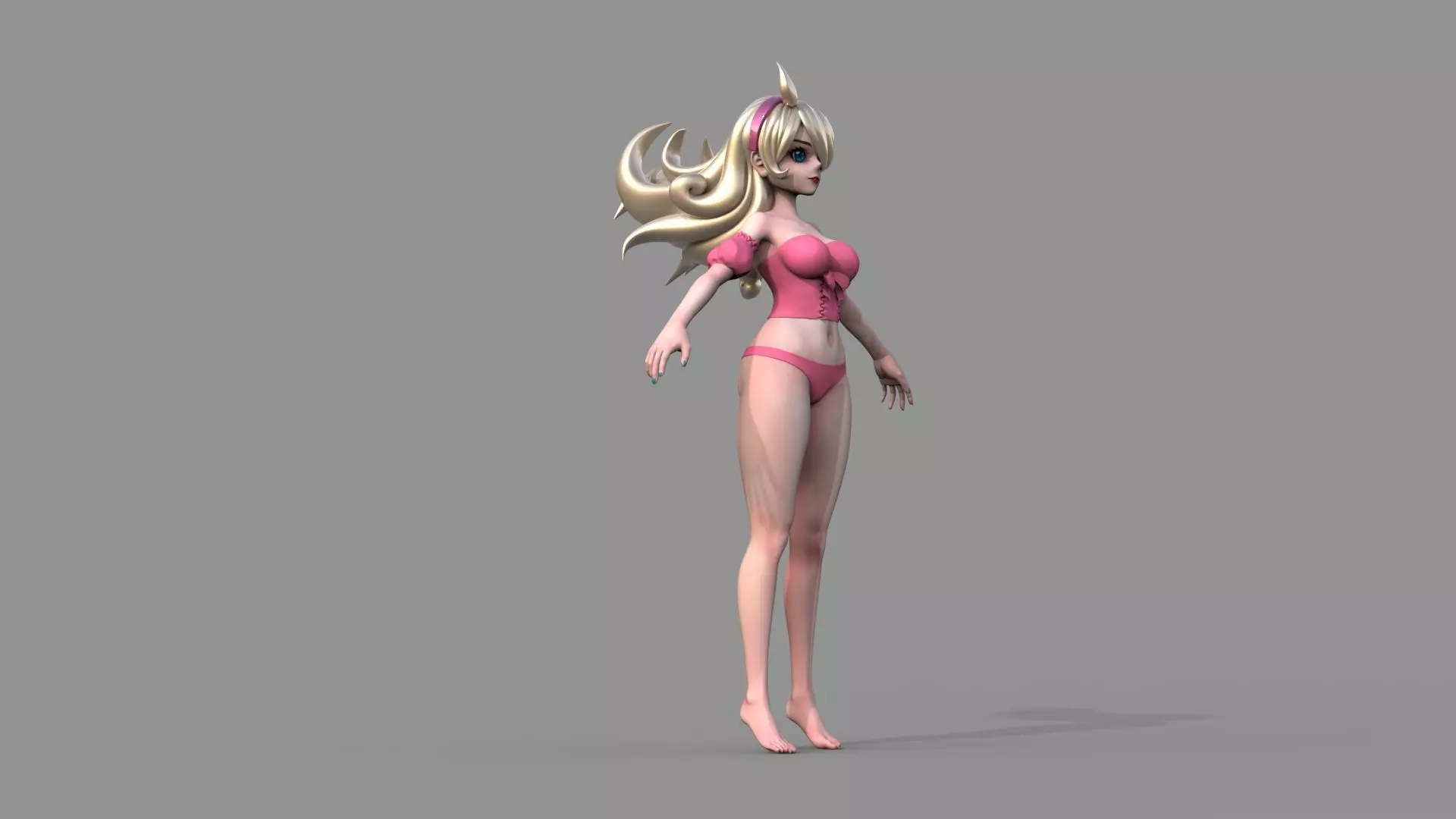 Fantasy anime girl 3D model_7