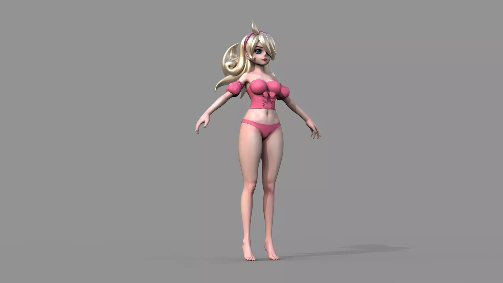 Fantasy anime girl 3D model_8