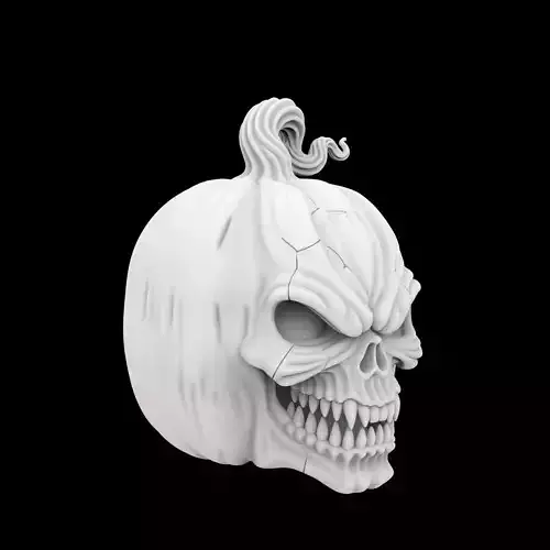 Haunted Pumpkin Skull Horror Sculpture