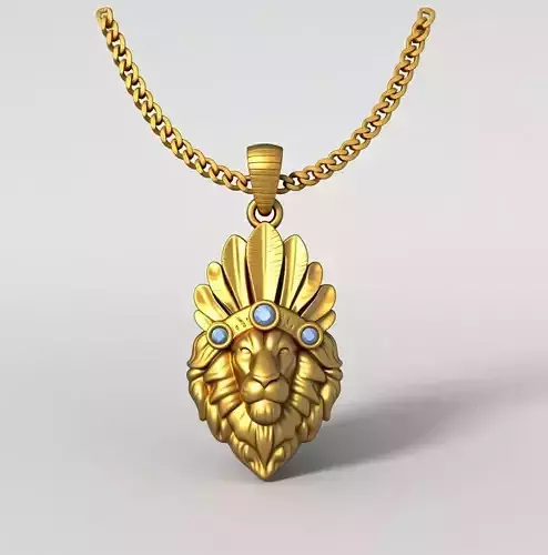 Lion Head Pendant STL 3D Model for Jewelry - One Inch Pendant