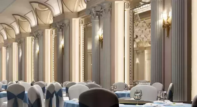 Wedding Banquet Hall 3D model 5