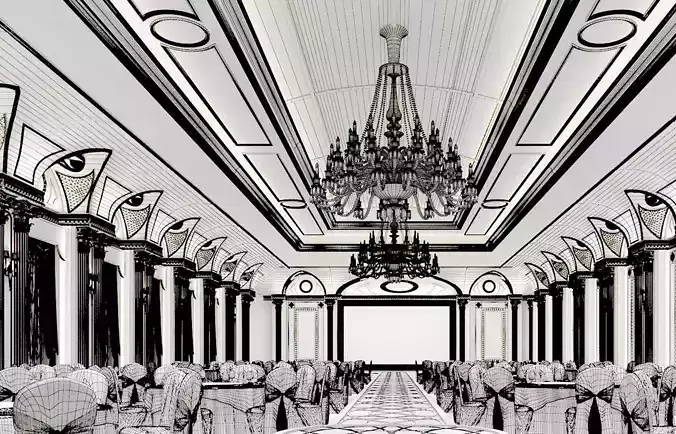 Wedding Banquet Hall 3D model 7