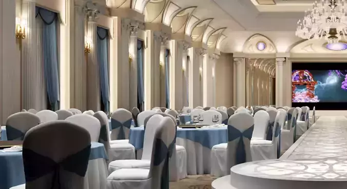 Wedding Banquet Hall 3D model 4