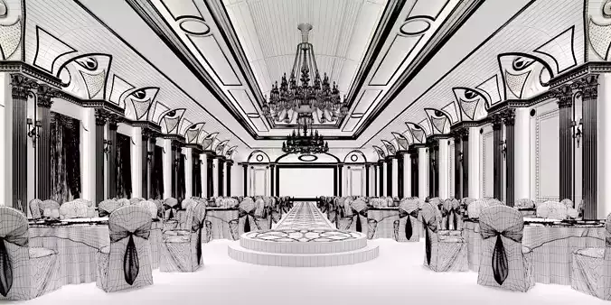 Wedding Banquet Hall 3D model 6