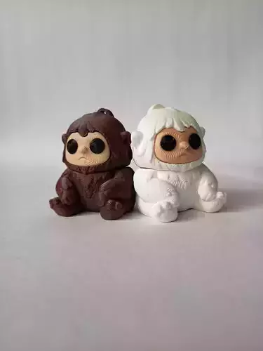 Flexi Chibi YETI KEYCHAIN STL 3D print model