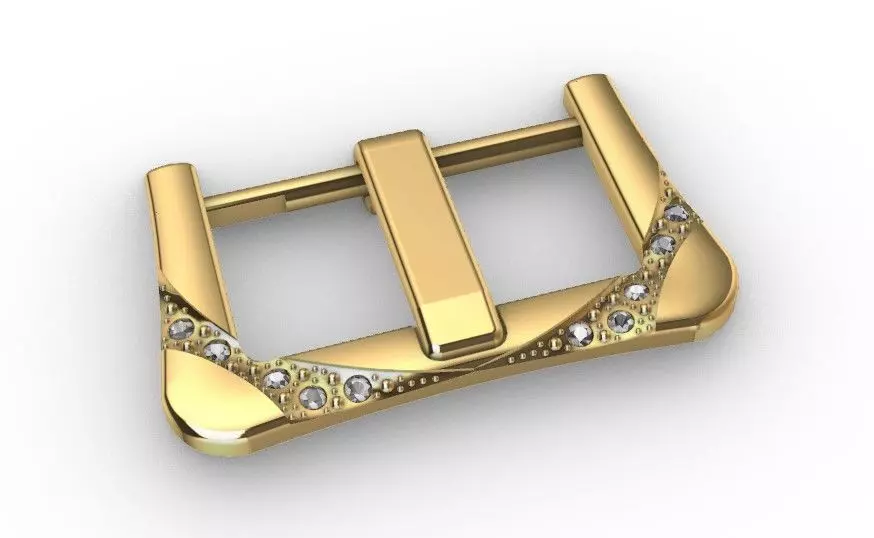 3D Luxury Belt Buckle Gold Accessory with Gemstone Details 3D model_0