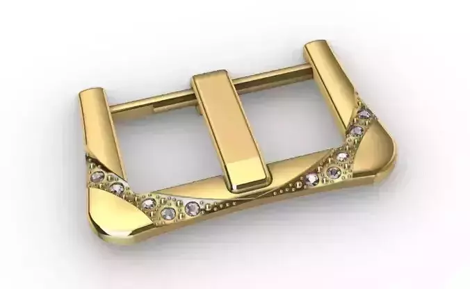 3D Luxury Belt Buckle  Gold Accessory with Gemstone Details