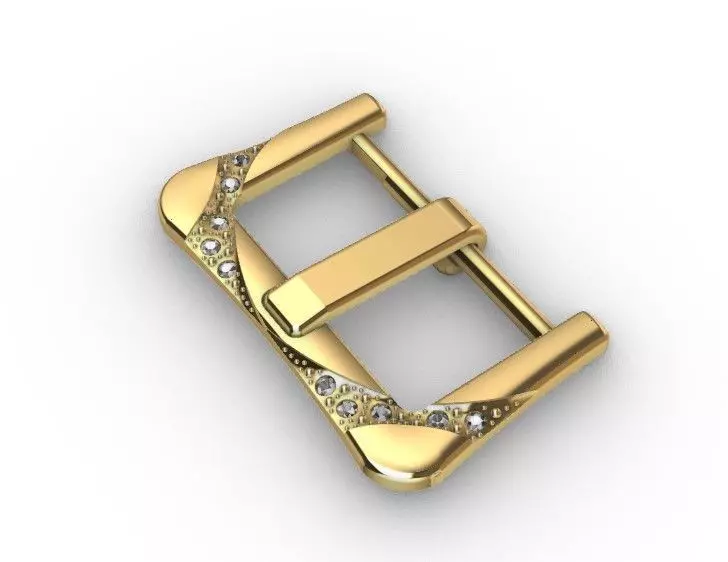 3D Luxury Belt Buckle Gold Accessory with Gemstone Details 3D model_1