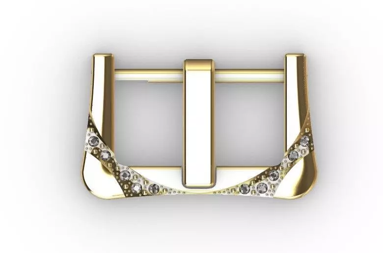 3D Luxury Belt Buckle Gold Accessory with Gemstone Details 3D model_3