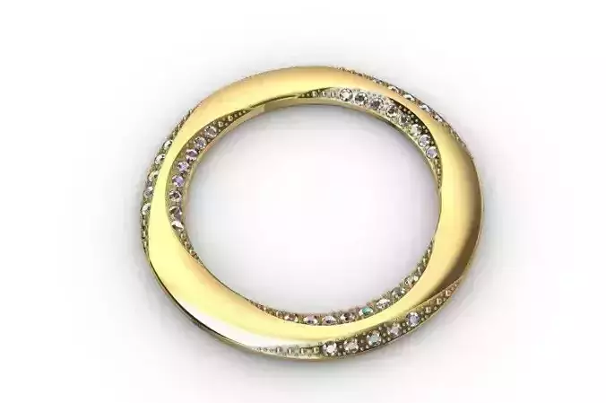 3D Circular Ring Pendant  Gold Jewelry with Gemstone Inlay