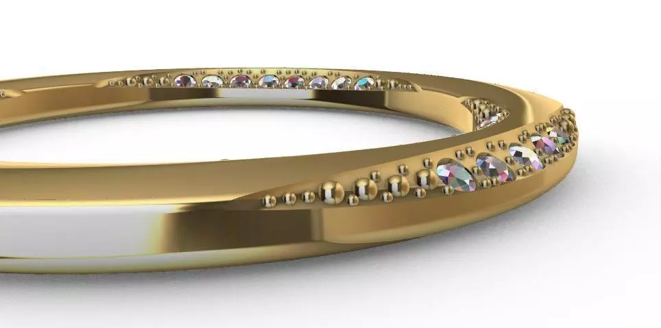 3D Circular Ring Pendant Gold Jewelry with Gemstone Inlay 3D model_2